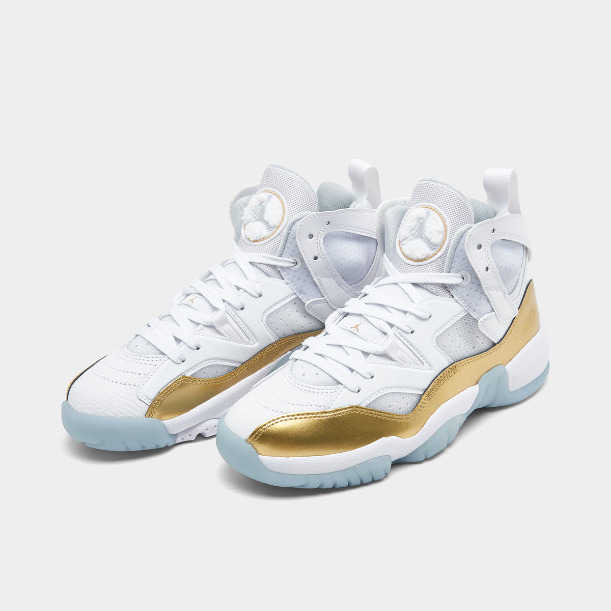 Jordan jumpman white and gold best sale