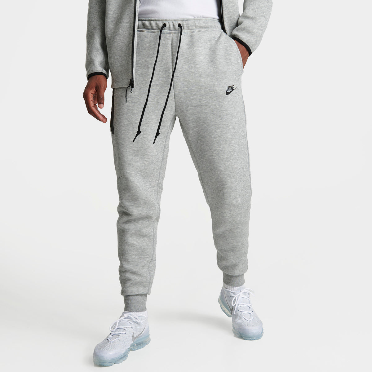 grey nike sweatpants black logo