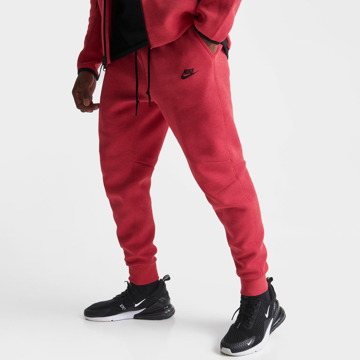 Pantalon de jogging Nike Sportswear Tech Fleece Slim Fit Rouge  universitaire léger / Noir