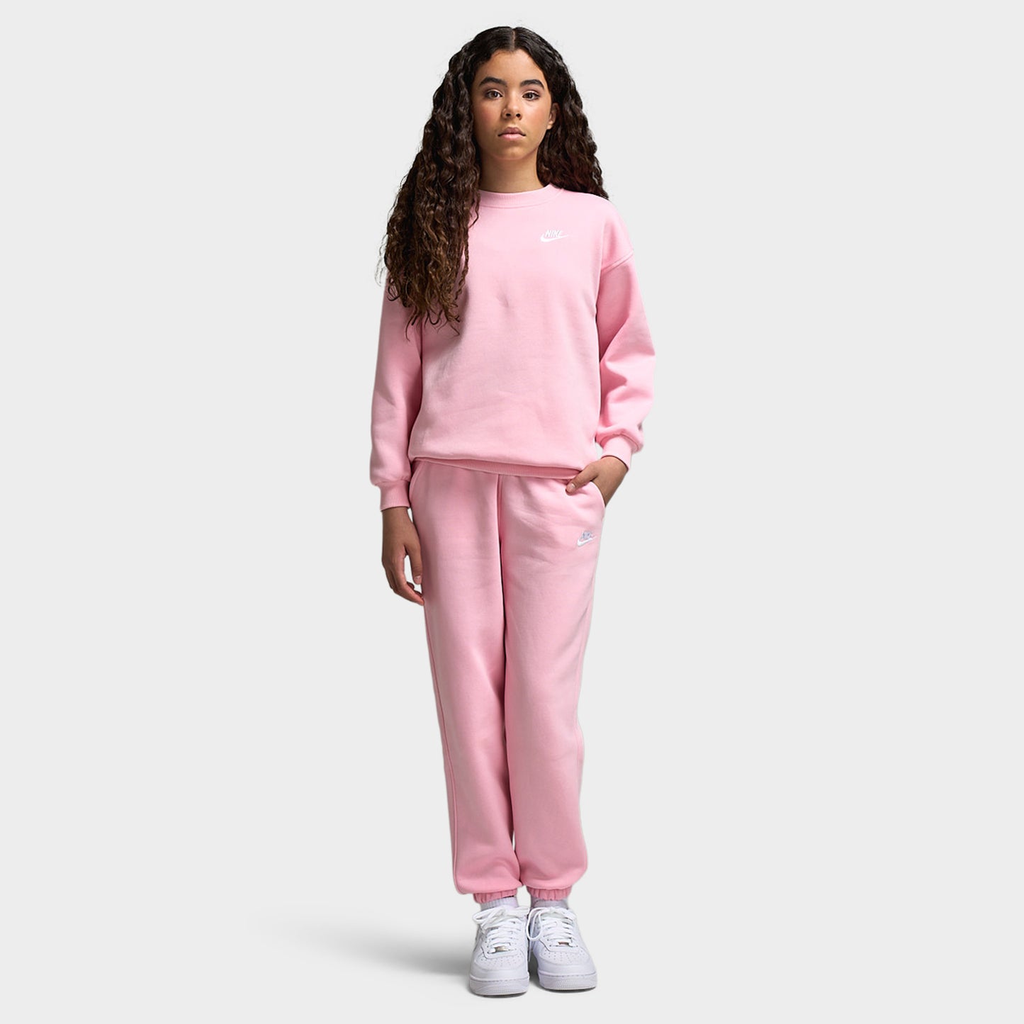 Nike Sportswear Juniors' Club Fleece Oversized Crew / Med Soft Pink