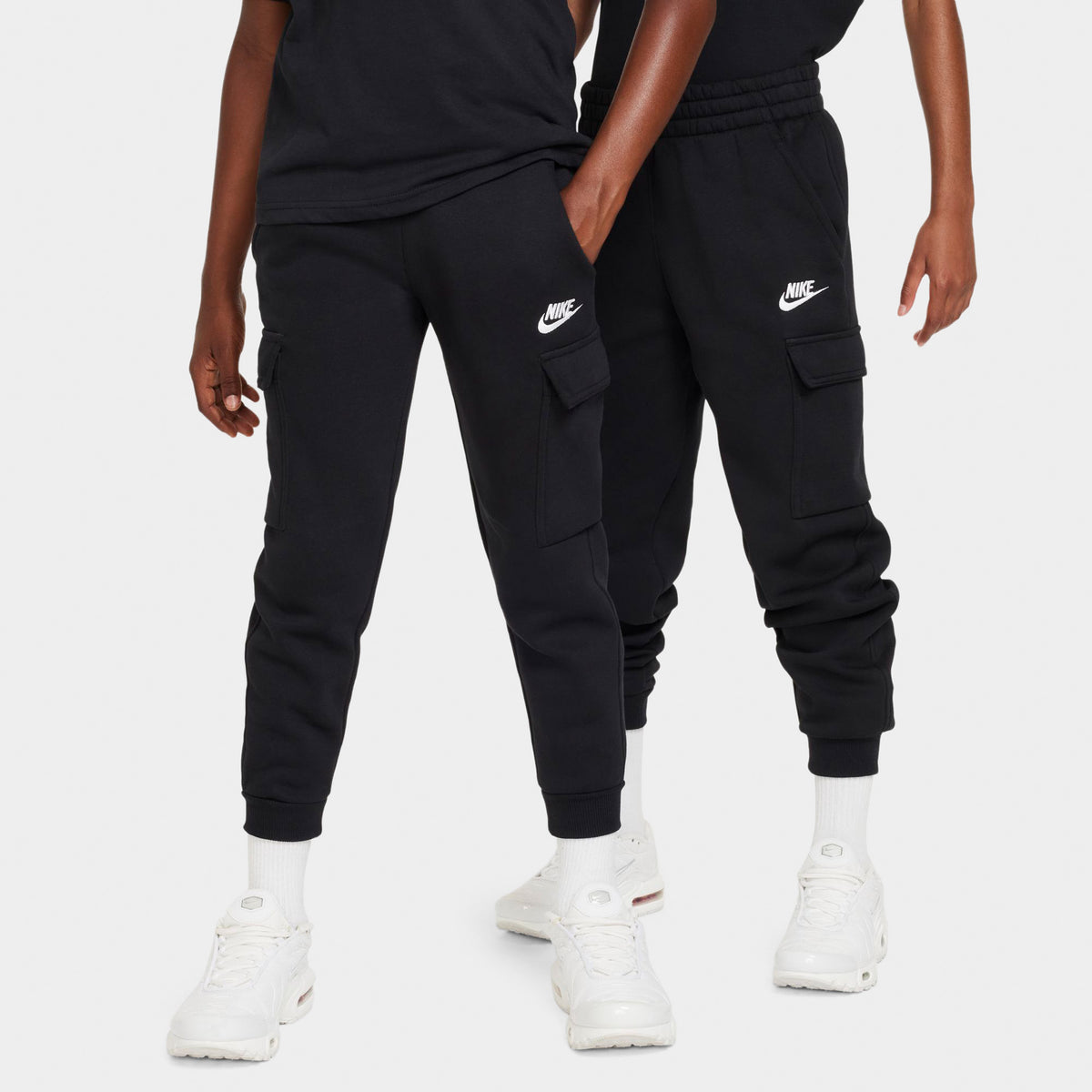 Nike Sportswear Junior Boys Club Fleece Cargo Joggers Black White