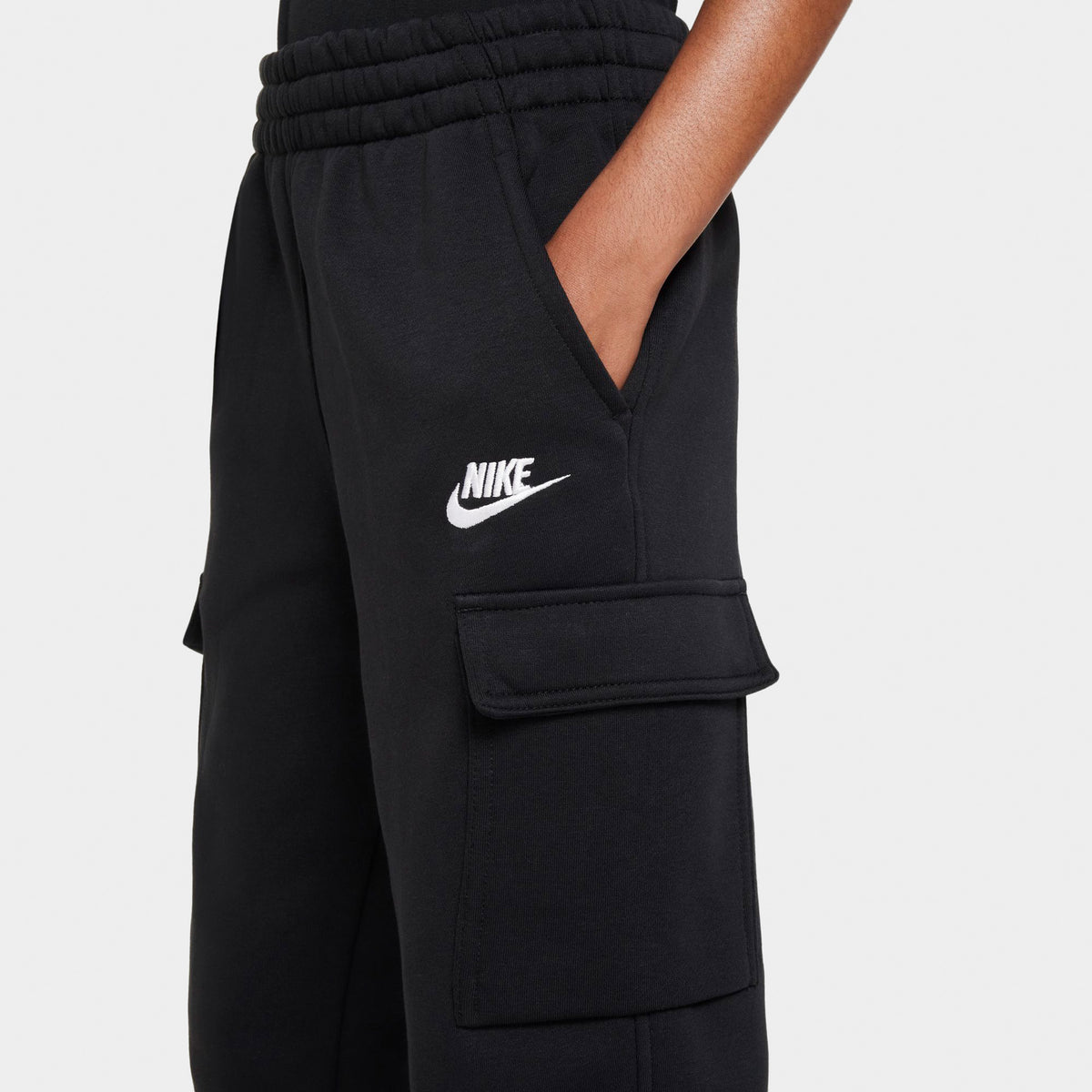 Nike Sportswear Junior Boys Club Fleece Cargo Joggers Black White