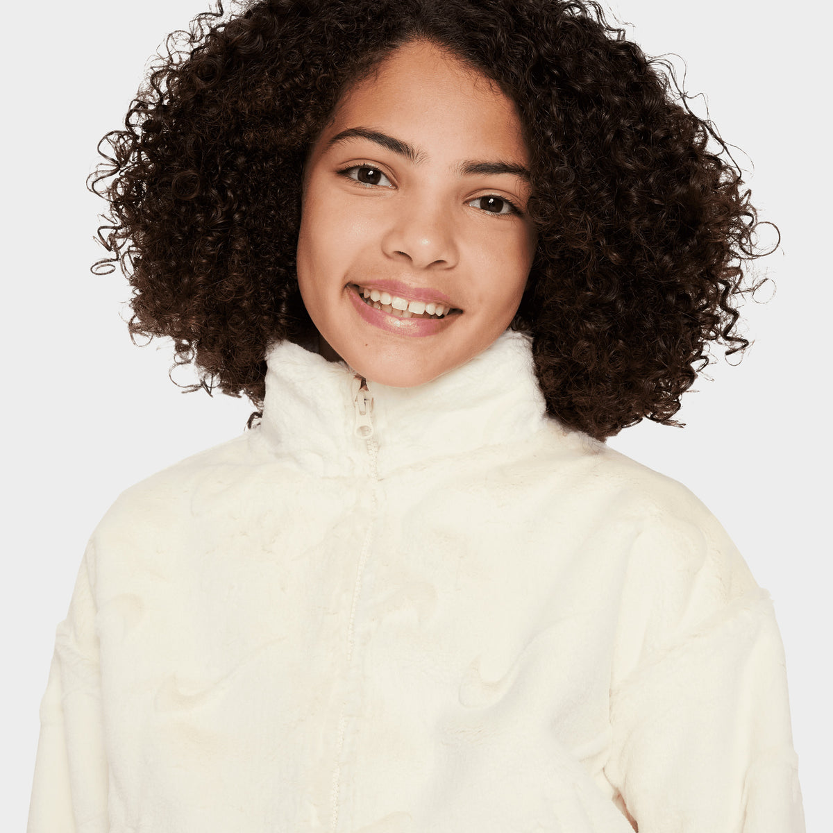 Nike Junior Girls Faux Fur Jacket Coconut Milk JD Sports