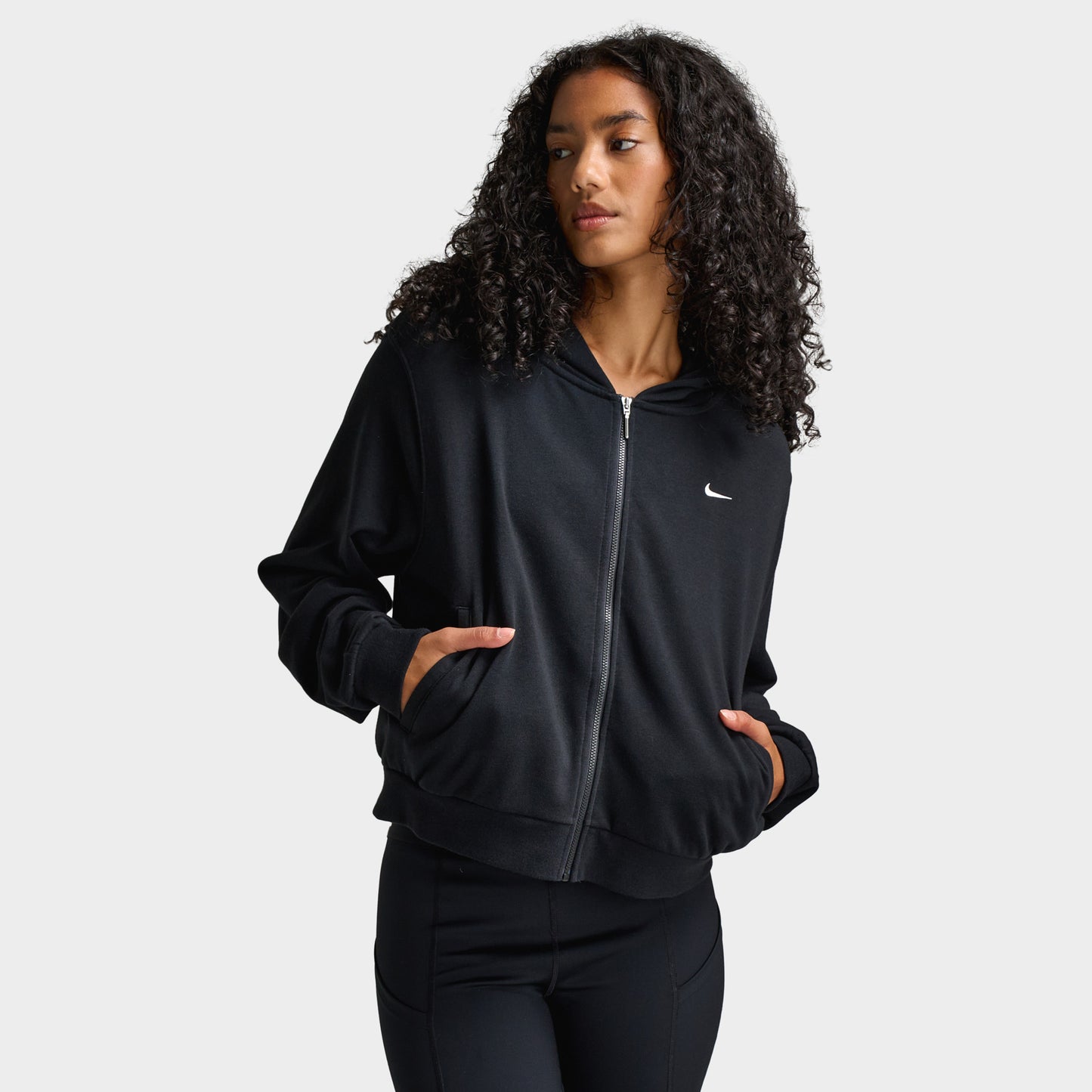 Nike Women's Loose Full-Zip French Terry Hoodie Black / Sail
