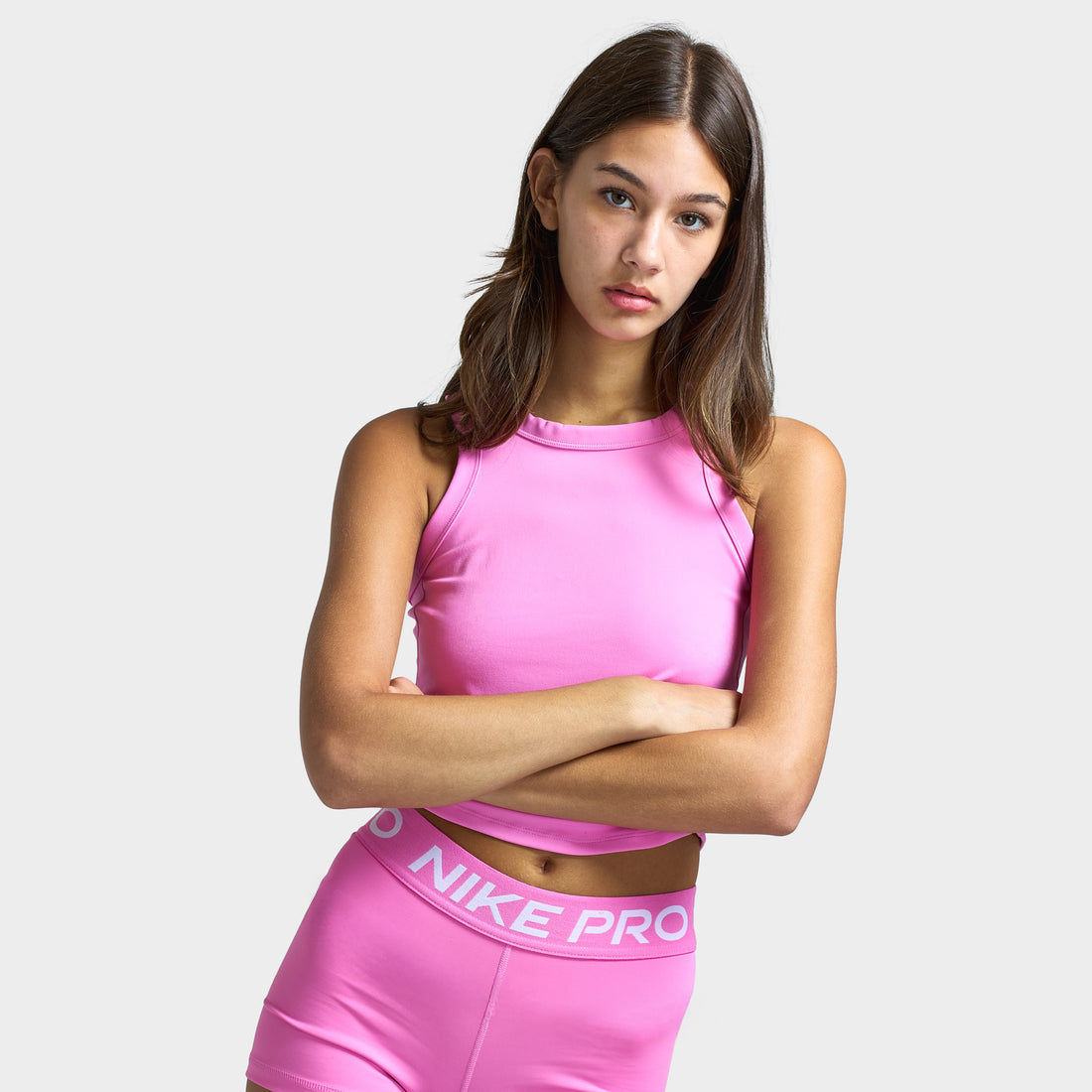 Nike One Fitted Women's Dri-FIT Cropped Tank Top Playful Pink / Black