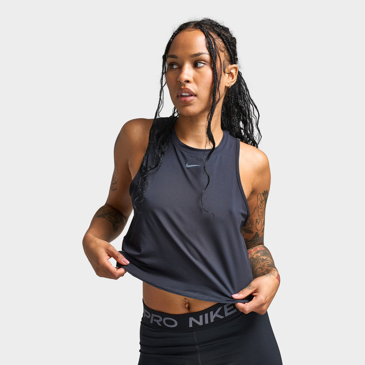 Nike One Classic Women s Dri FIT Cropped Tank Top Black Black JD Sports