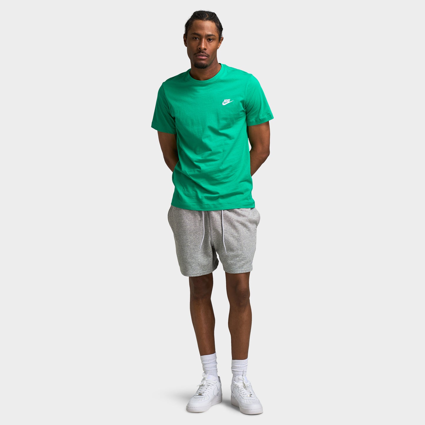 Nike Club French Terry Flow Short Dark Gris Heather / Lt Smoke Gris - Blanc