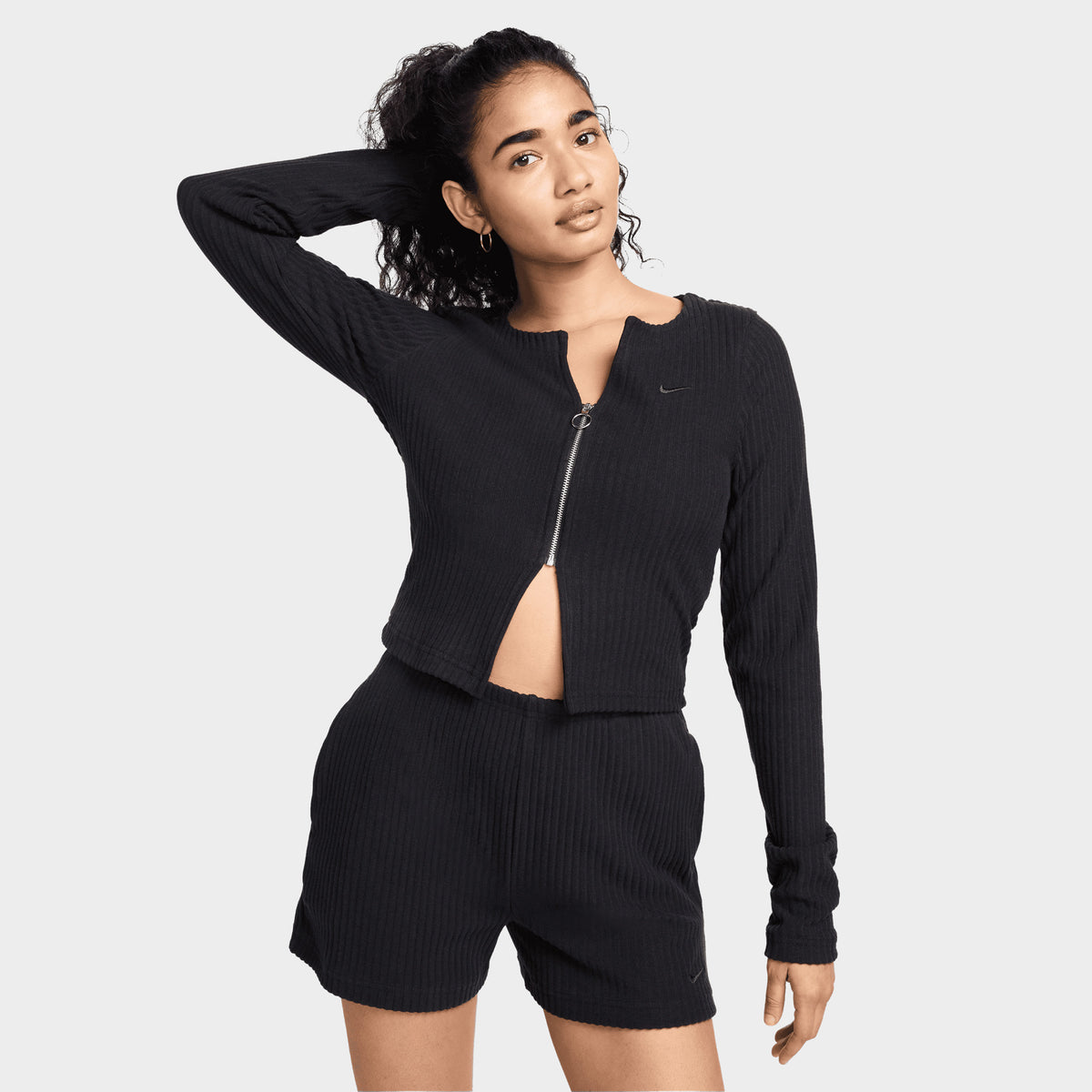 Nike Sportswear Women s Ribbed Full Zip Cardigan Black Black