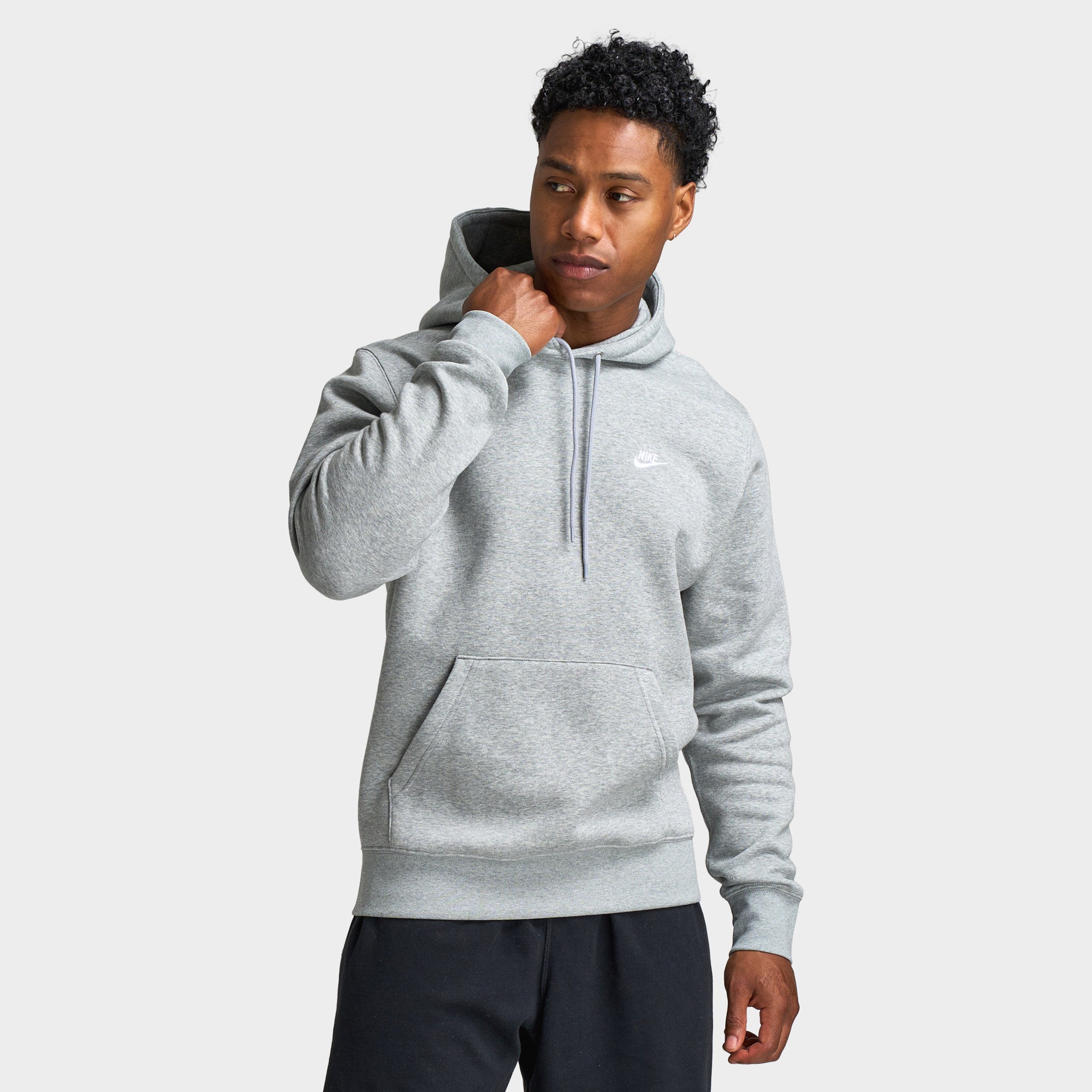 Nike Club Fleece Pullover Hoodie Dark Grey Heather Light Smoke