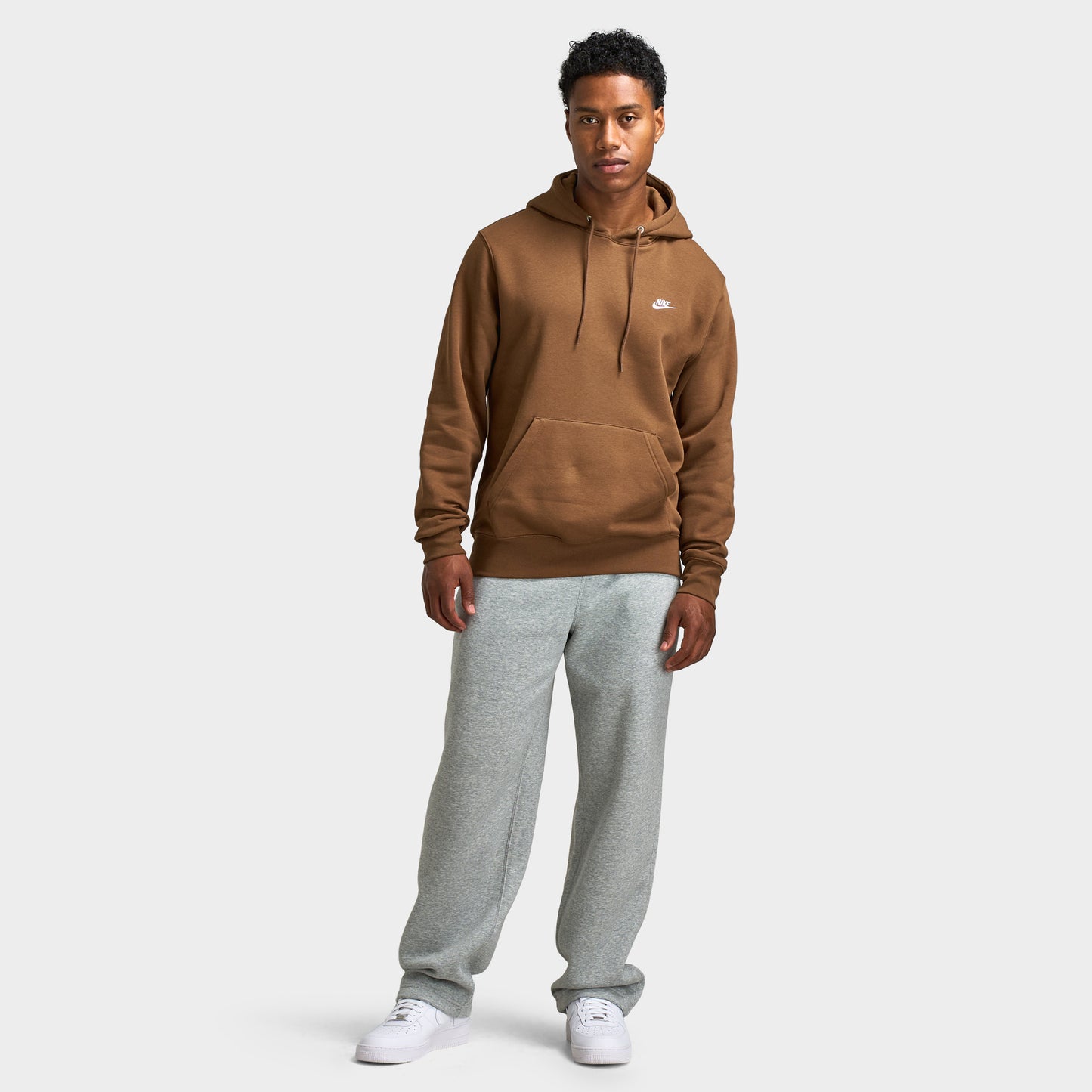 Nike Club Fleece Pullover Chandail à Capuchon Mosswood Brun / Blanc
