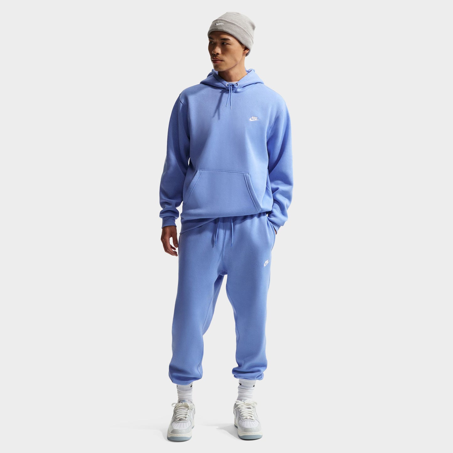 Nike Club Hommes Chandail à Capuchon Polaire Bleu Royal / Blanc