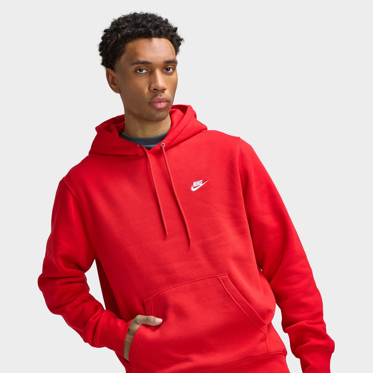 Nike Club Hommes Chandail à Capuchon Polaire Rouge Gym / Noir