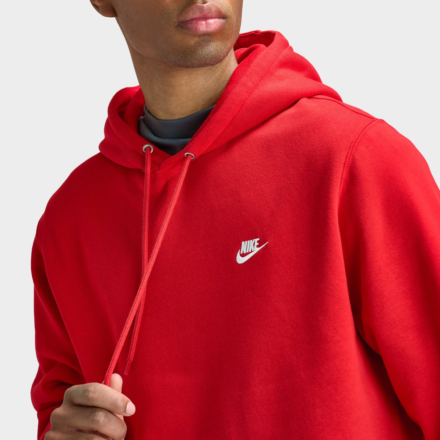 Nike Club Hommes Chandail à Capuchon Polaire Rouge Gym / Noir