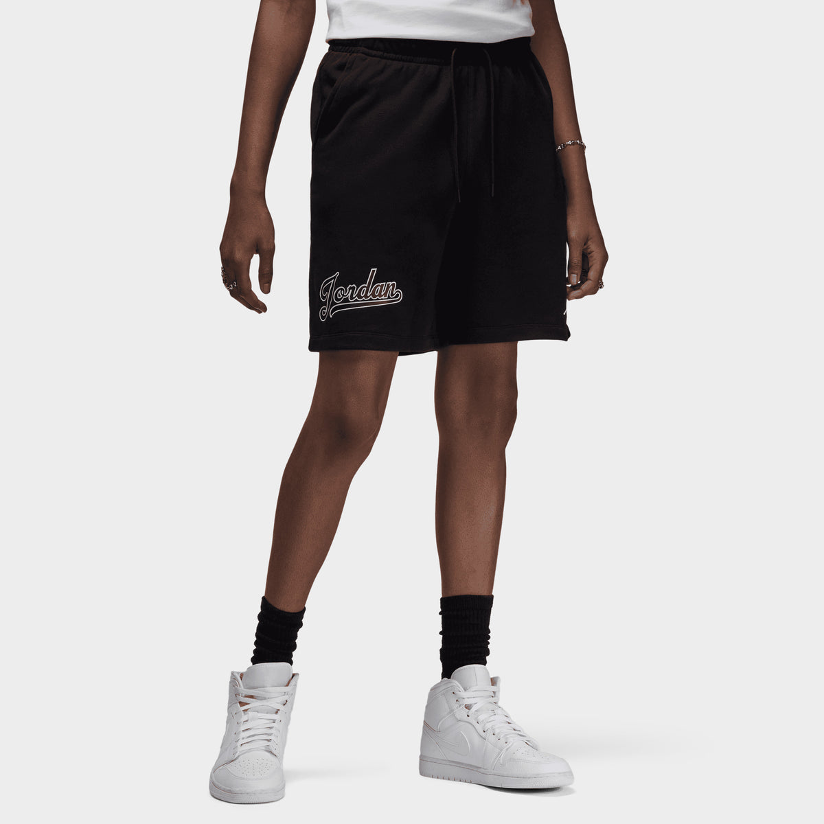 Jordan shorts black and white online