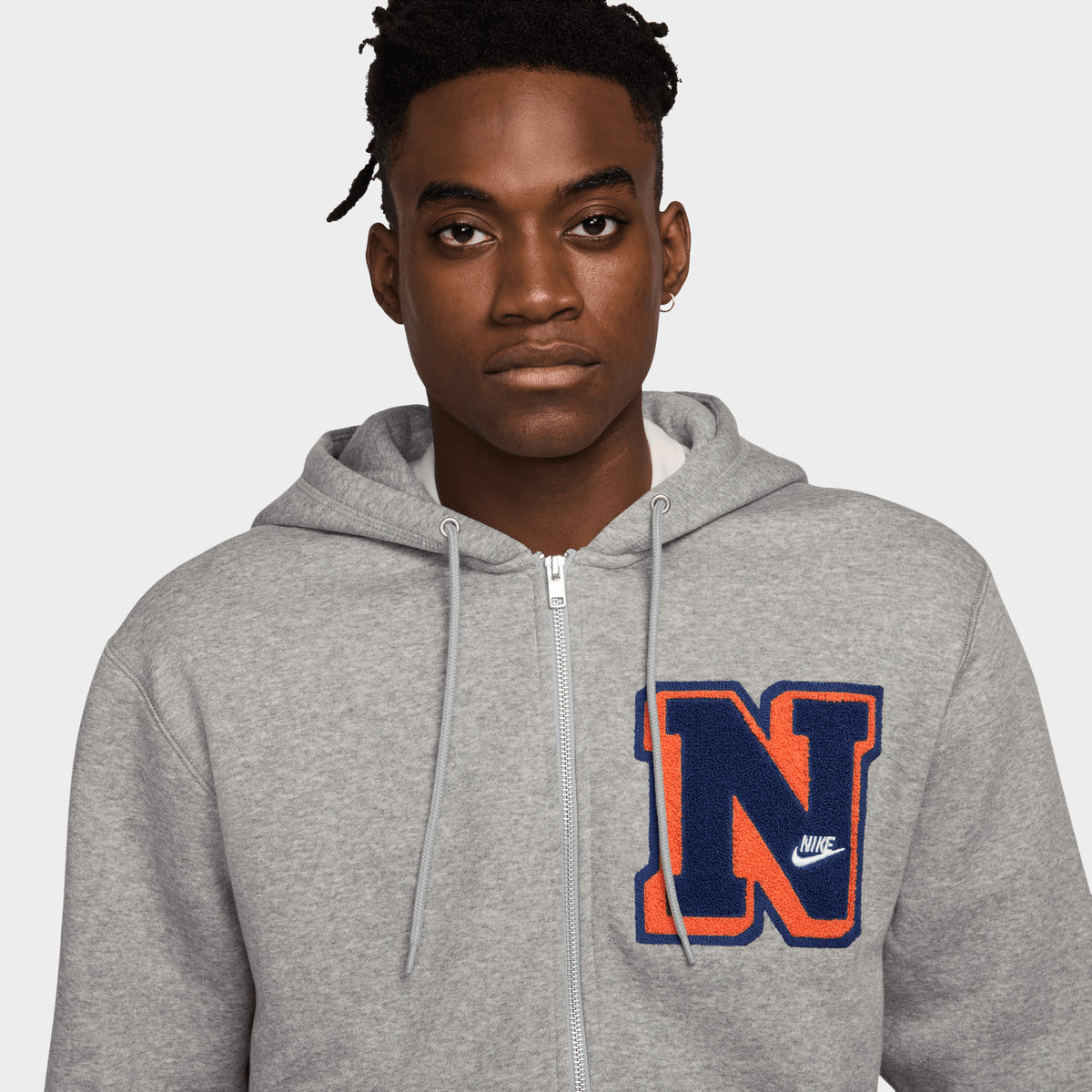Nike Club Fleece Full Zip Varsity Hoodie Dark Grey Heather JD Sports
