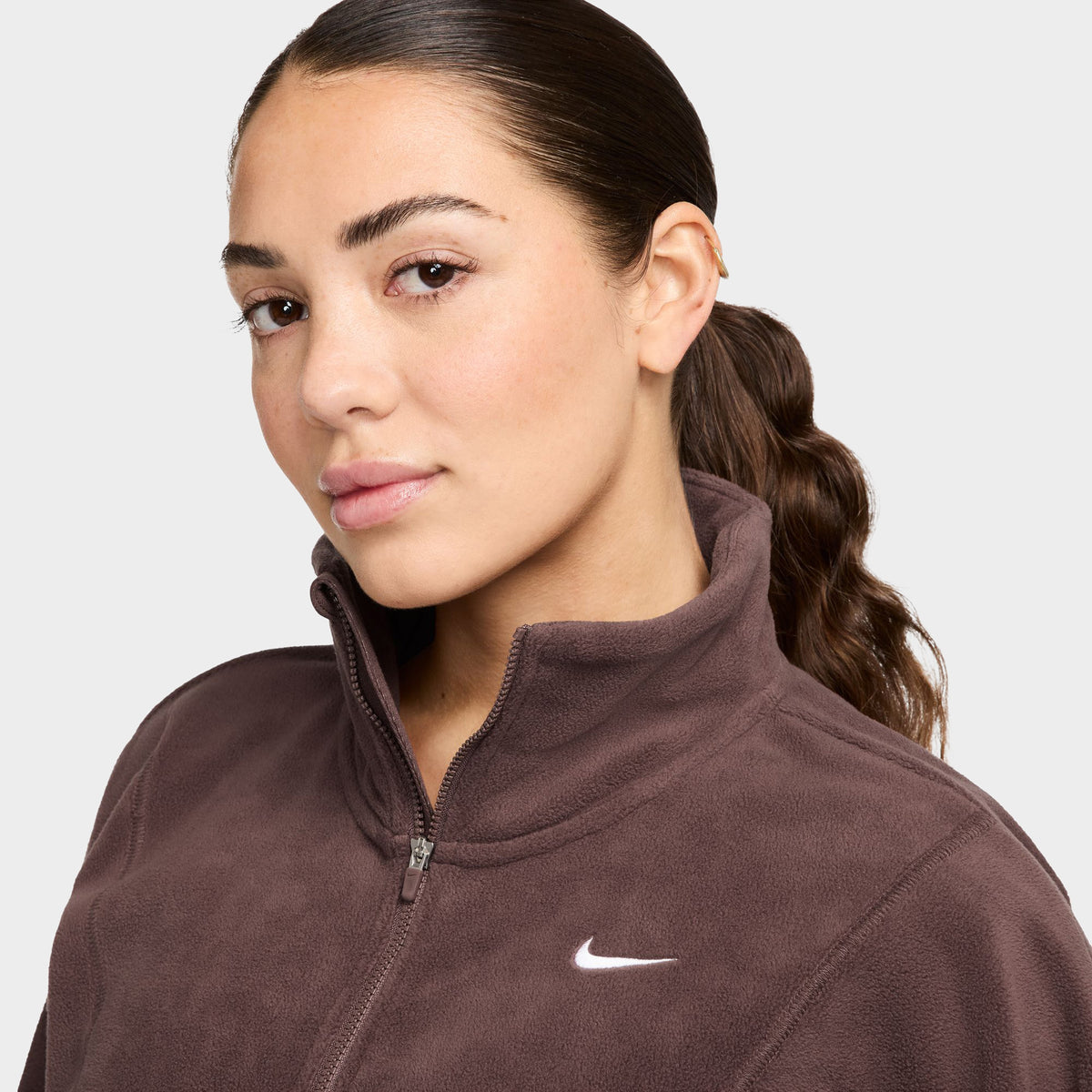 Nike One Women s Therma FIT Half Zip Fleece Top Red Sepia White JD Sports