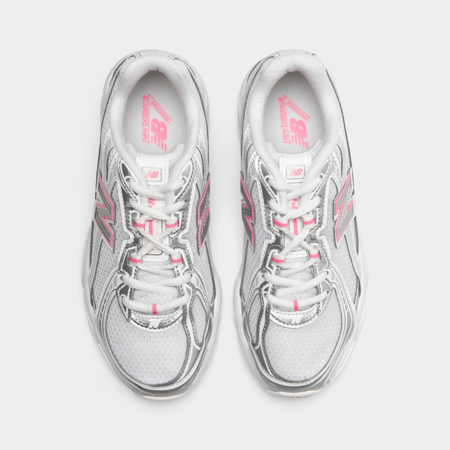 New Balance Juniors' 740 Silver Metallic / Signal Pink
