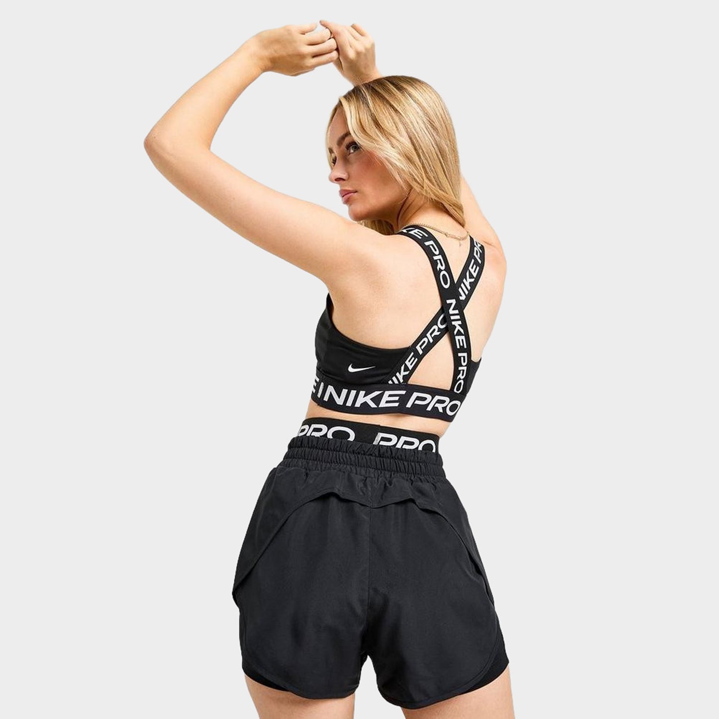 Nike Pro Women's Light-Support Padded Sports Bra Black / Black - White