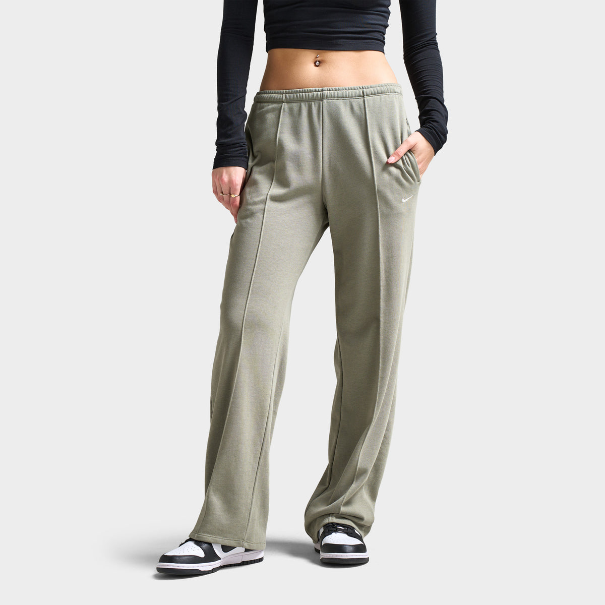 Nike Women s Mid Rise Chill Terry Sweatpants Light Army Sail JD Sports