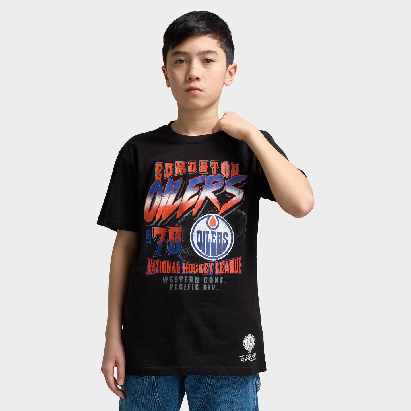 Mitchell & Ness Juniors' NHL Crossfire T-Shirt Oilers / Black