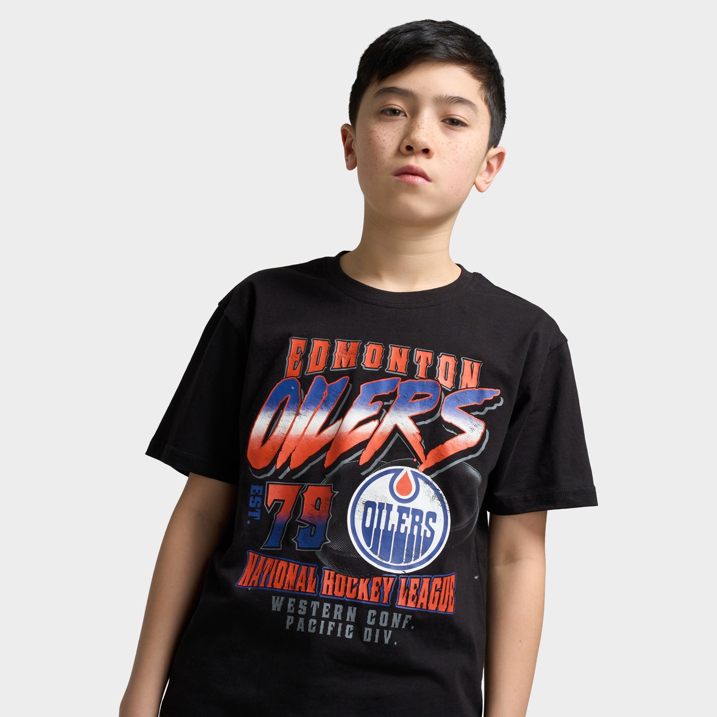 Mitchell & Ness Juniors' NHL Crossfire T-Shirt Oilers / Black