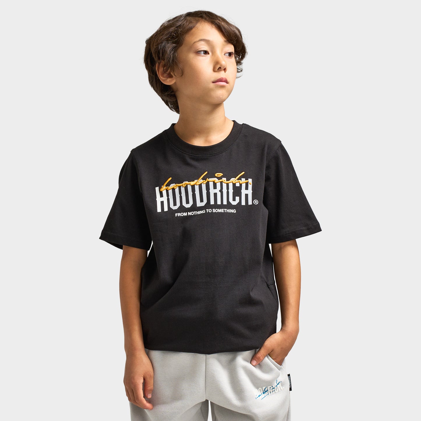 Hoodrich Junior Garçons' Certifié V2 T-Shirt Noir / Blanc - Gris silencieux