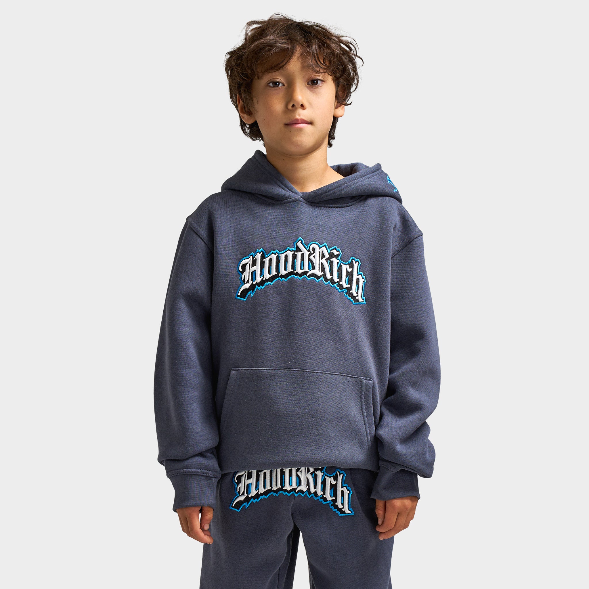 Hoodrich Juniors' Gothic Pullover Hoodie Ombre Blue White Diva