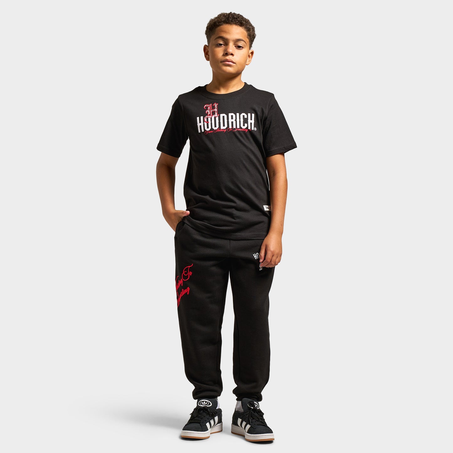 Hoodrich Juniors' Flight Ribbed Cuff Joggers Black / White - Lychee