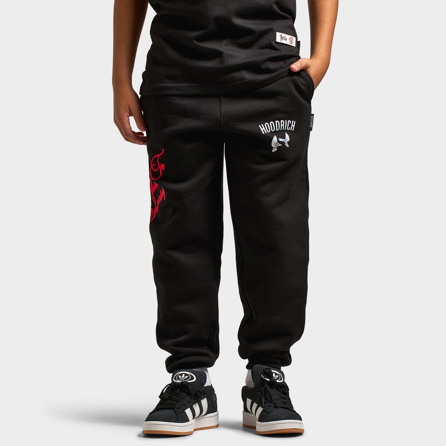 Hoodrich Juniors' Flight Ribbed Cuff Joggers Black / White - Lychee