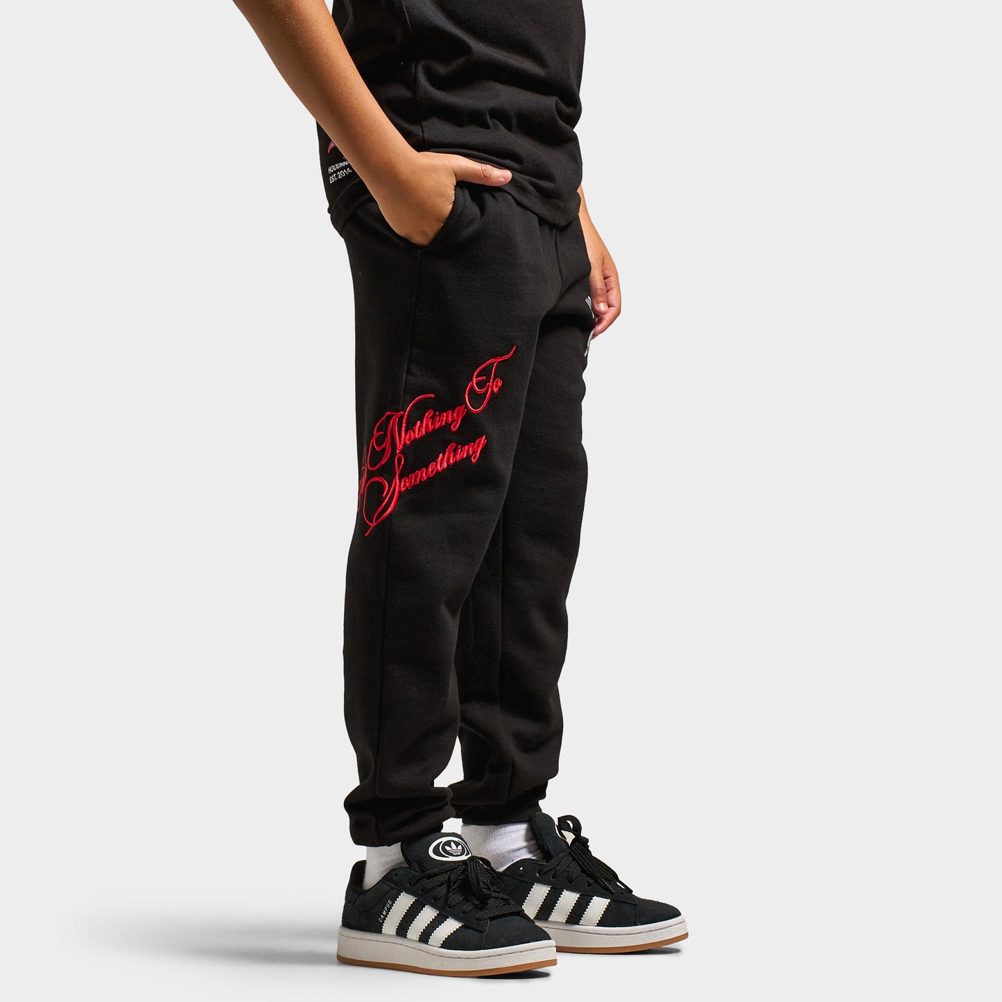 Hoodrich Juniors' Flight Ribbed Cuff Joggers Black / White - Lychee