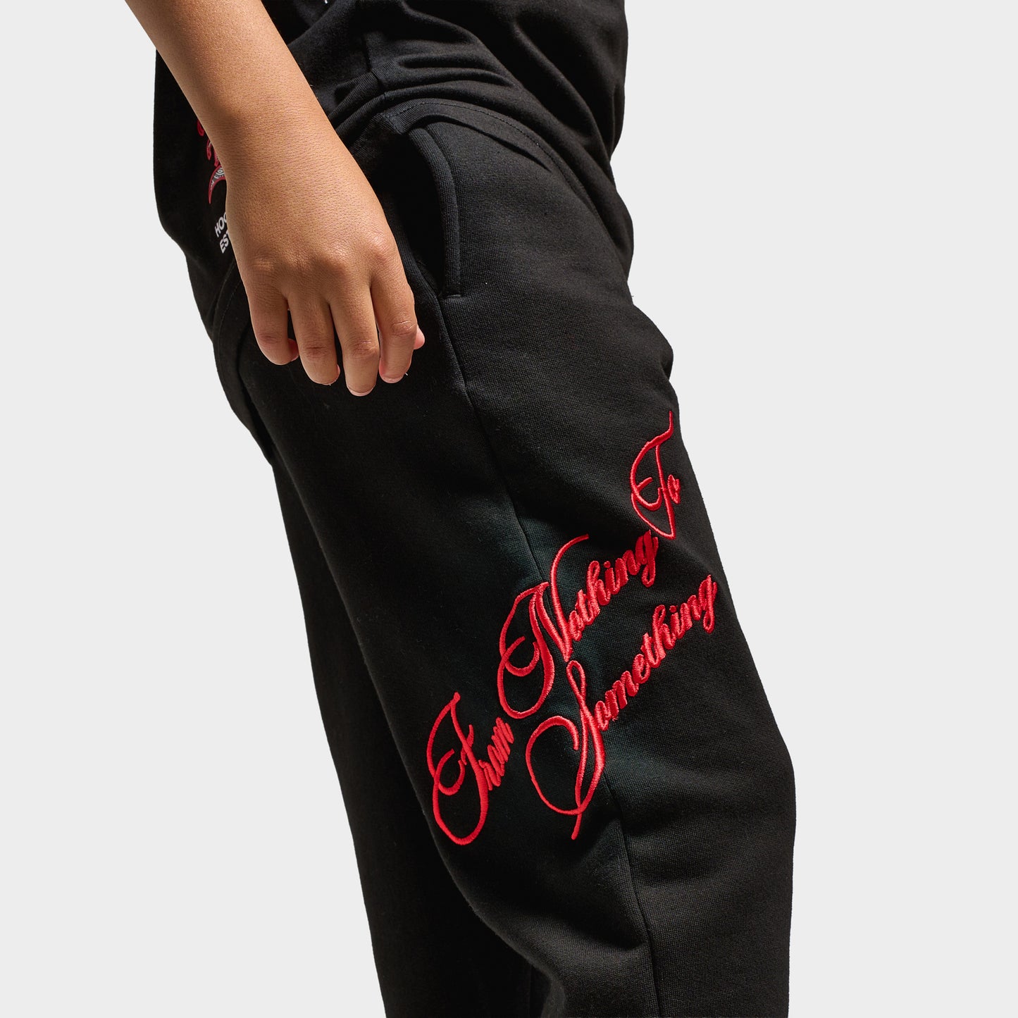 Hoodrich Juniors' Flight Ribbed Cuff Joggers Black / White - Lychee