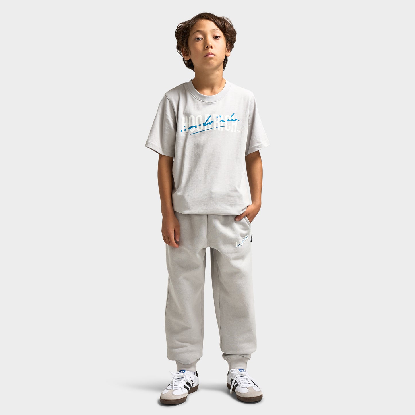 Hoodrich Juniors' Lynk T-Shirt Quiet Gray / White - Blue Danube