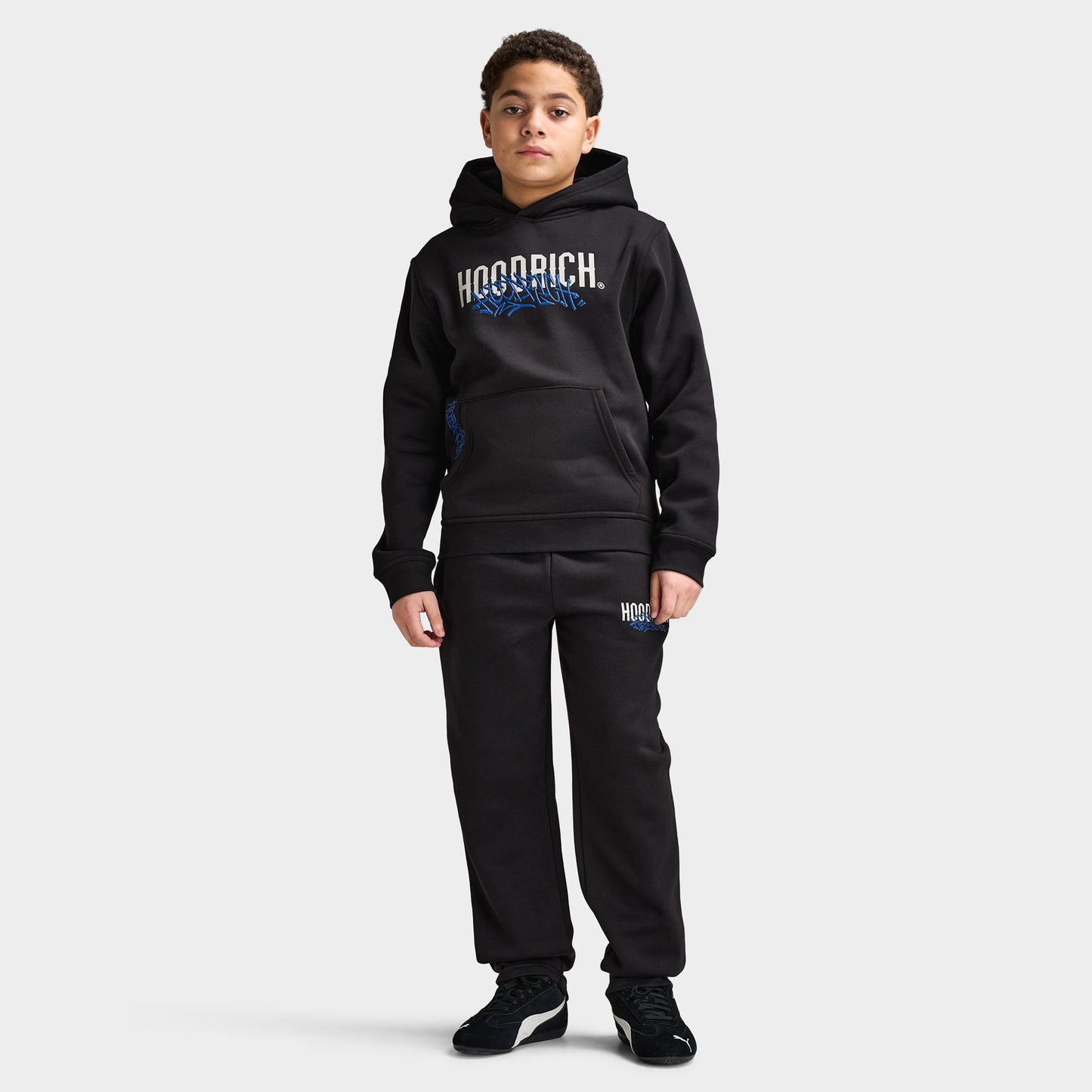 Hoodrich Junior Boy's Intent Open Hem Jogger Black / Quiet Gray - Blue Lolite