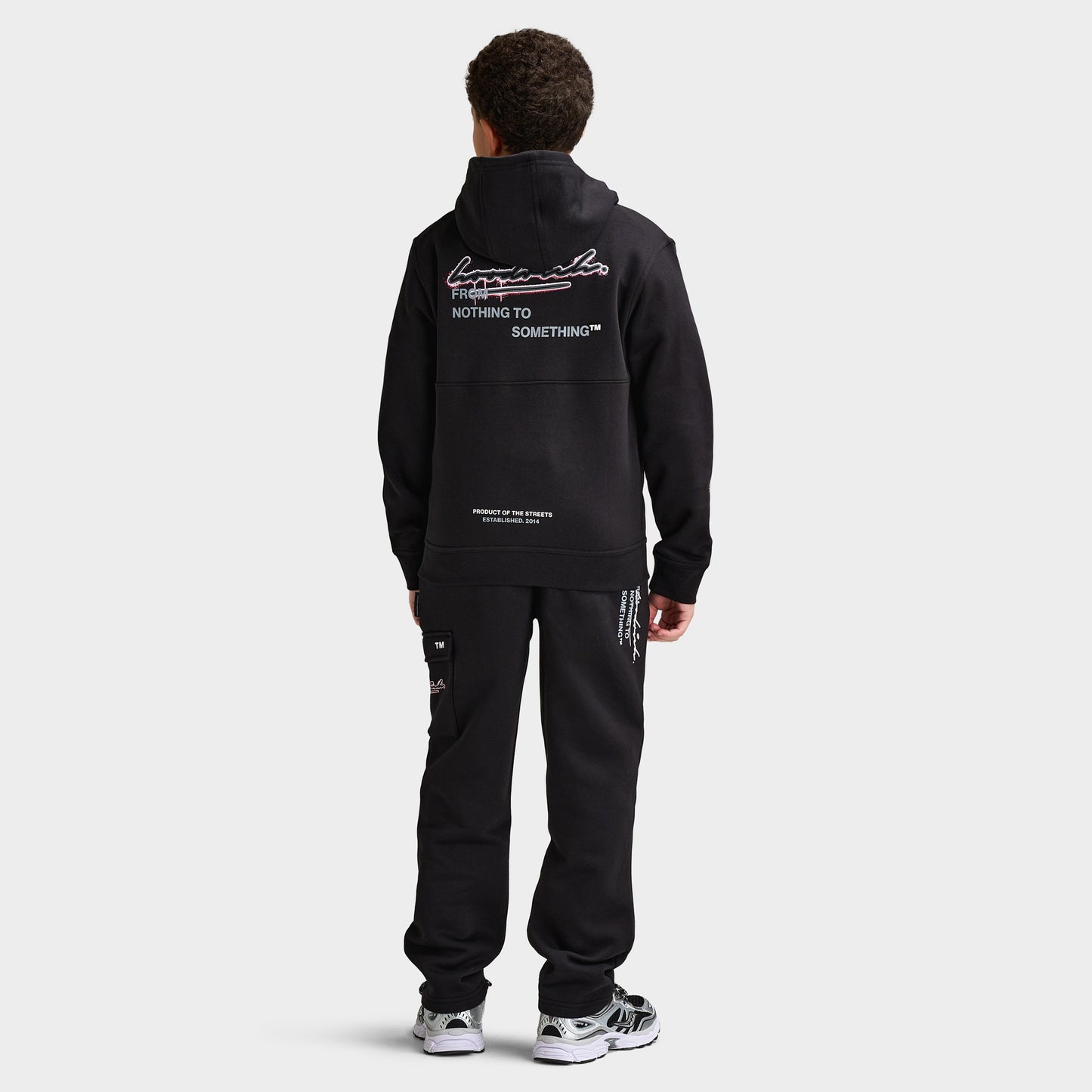 Hoodrich Junior Boys' Splatter Hoodie With Woven Patch Black / White - Raspberry