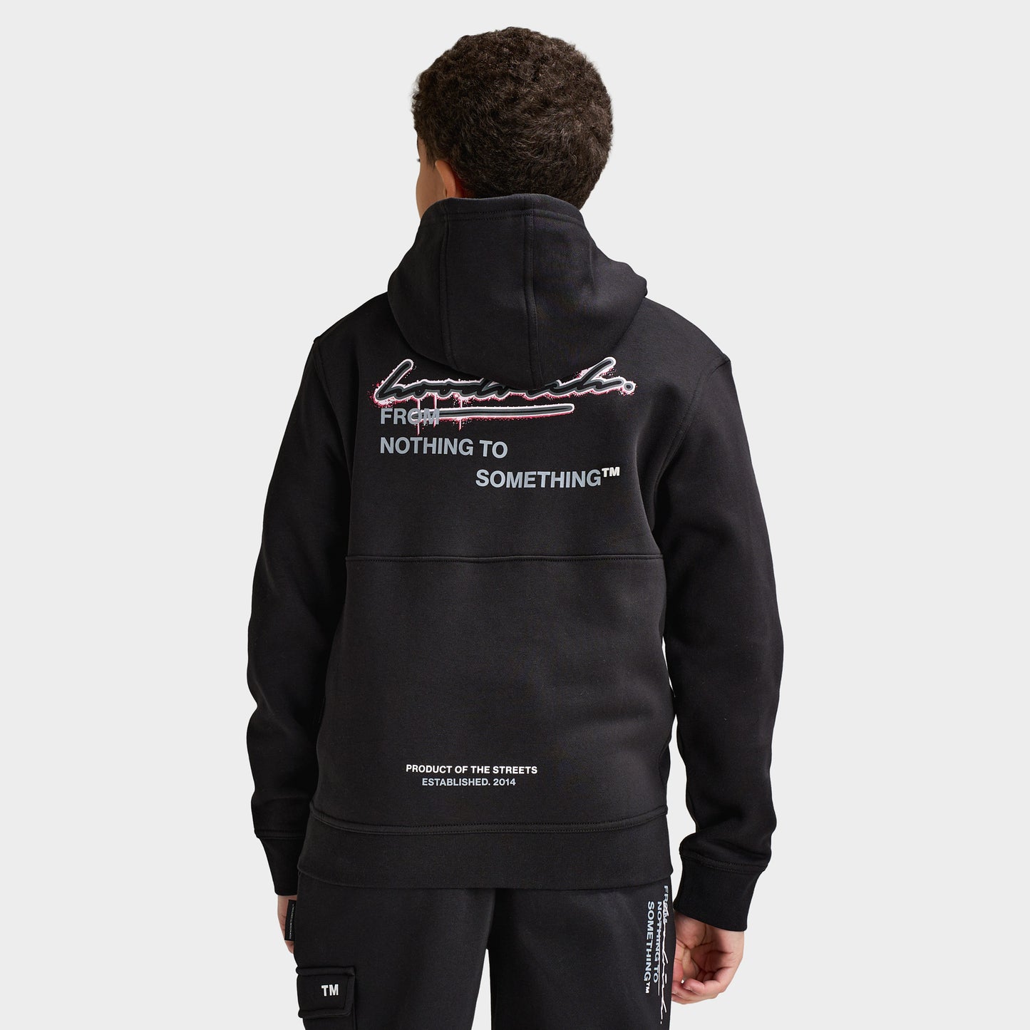 Hoodrich Junior Boys' Splatter Hoodie With Woven Patch Black / White - Raspberry