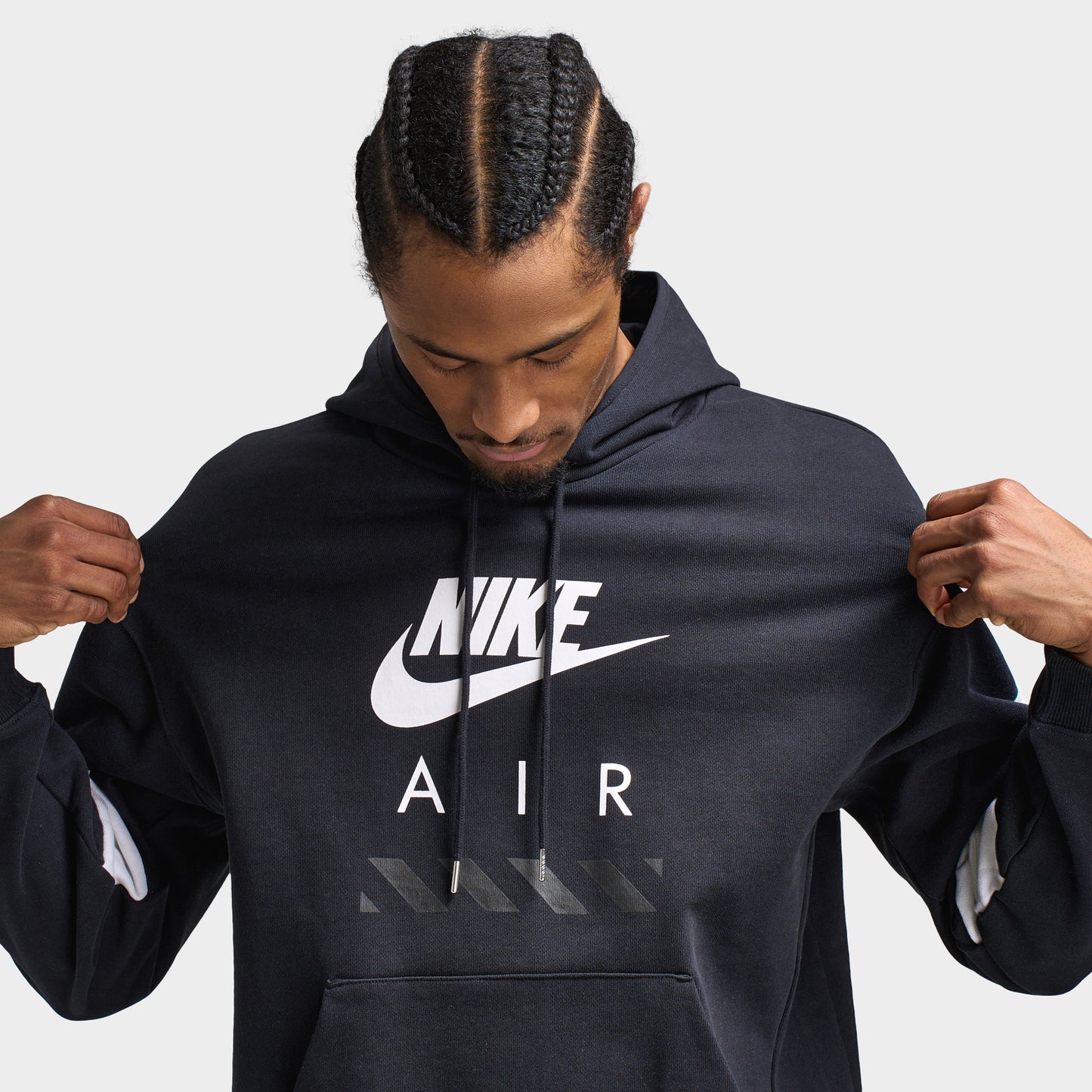 Nike Air Chandail à Capuchon Polaire Noir / Blanc - Blanc