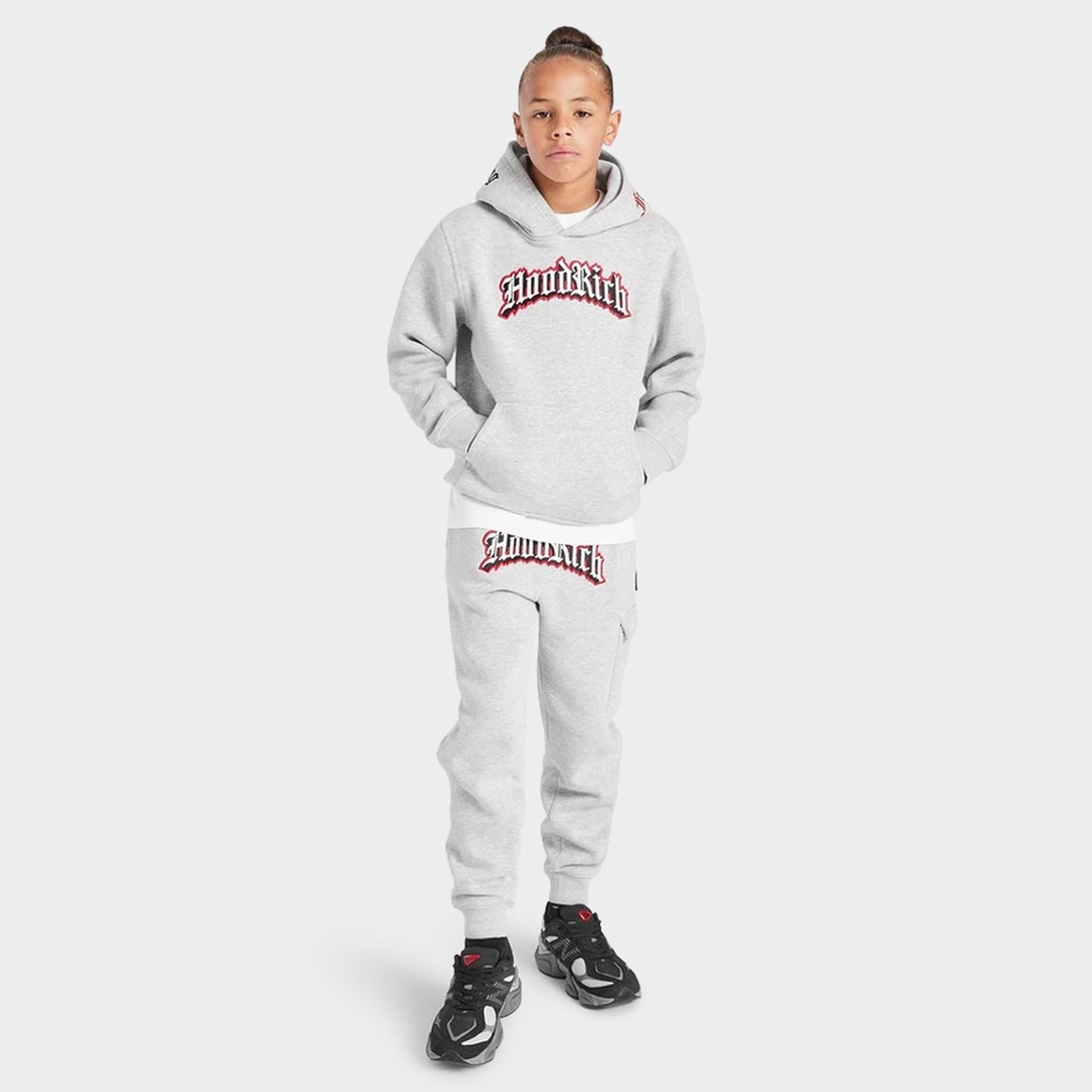 Hoodrich Juniors' Gothic Pullover Hoodie Heather Grey / White - Lychee