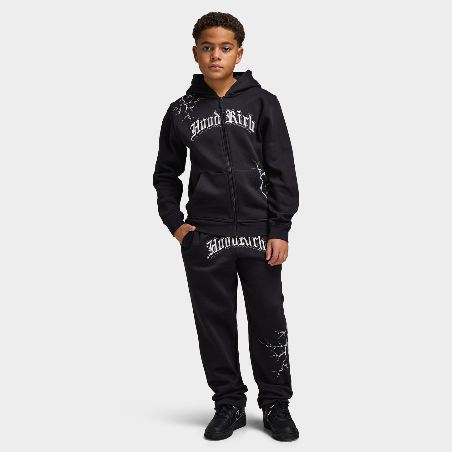 Hoodrich Juniors' Dark Lightning Fullzip Hoodie / Black