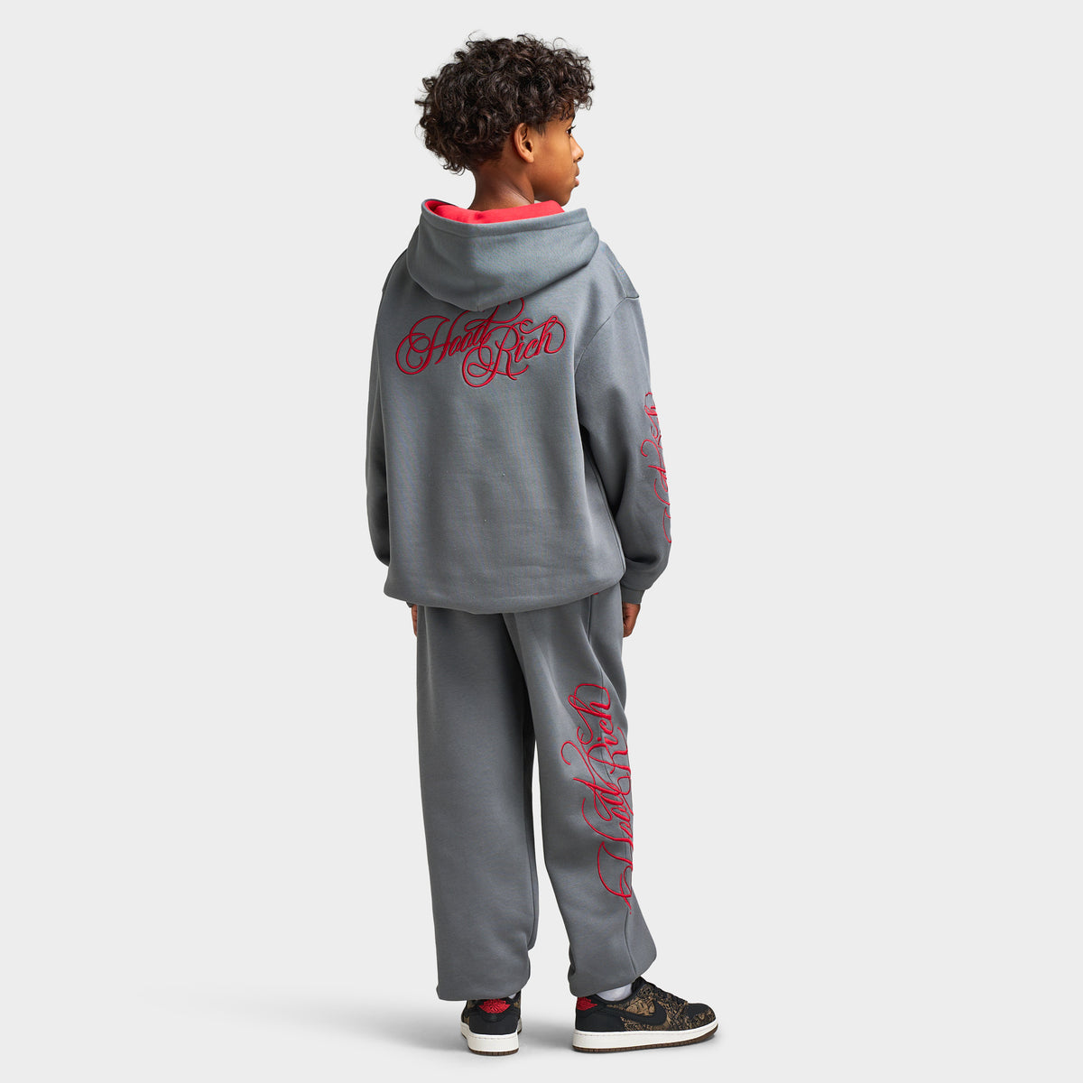 Hoodrich Juniors' Vertex Oversized Full-Zip Hoodie Lava Smoke / Black