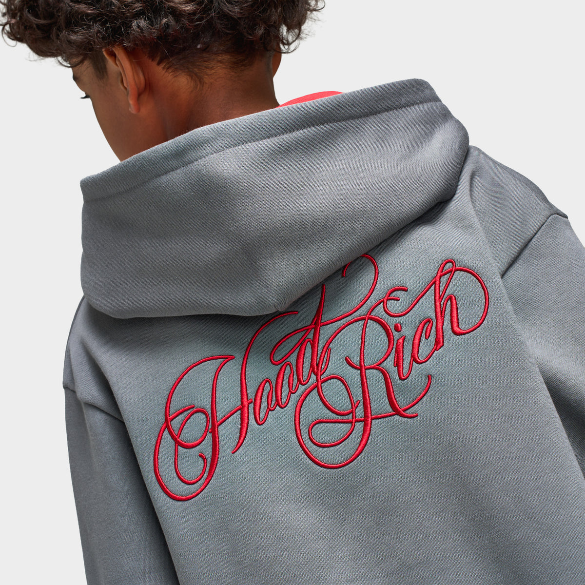 Hoodrich Juniors' Vertex Oversized Full-Zip Hoodie Lava Smoke / Black