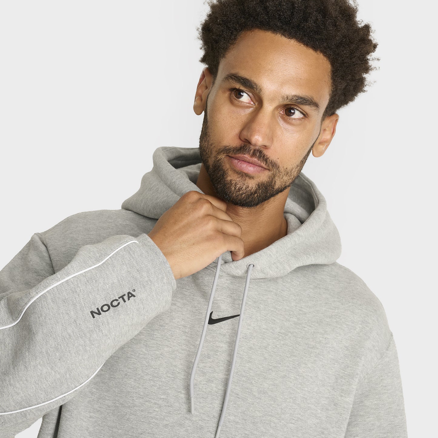 Nike NOCTA Cardinal Fleece Pullover Hoodie Dark Grey Heather / Metallic Silver - Black
