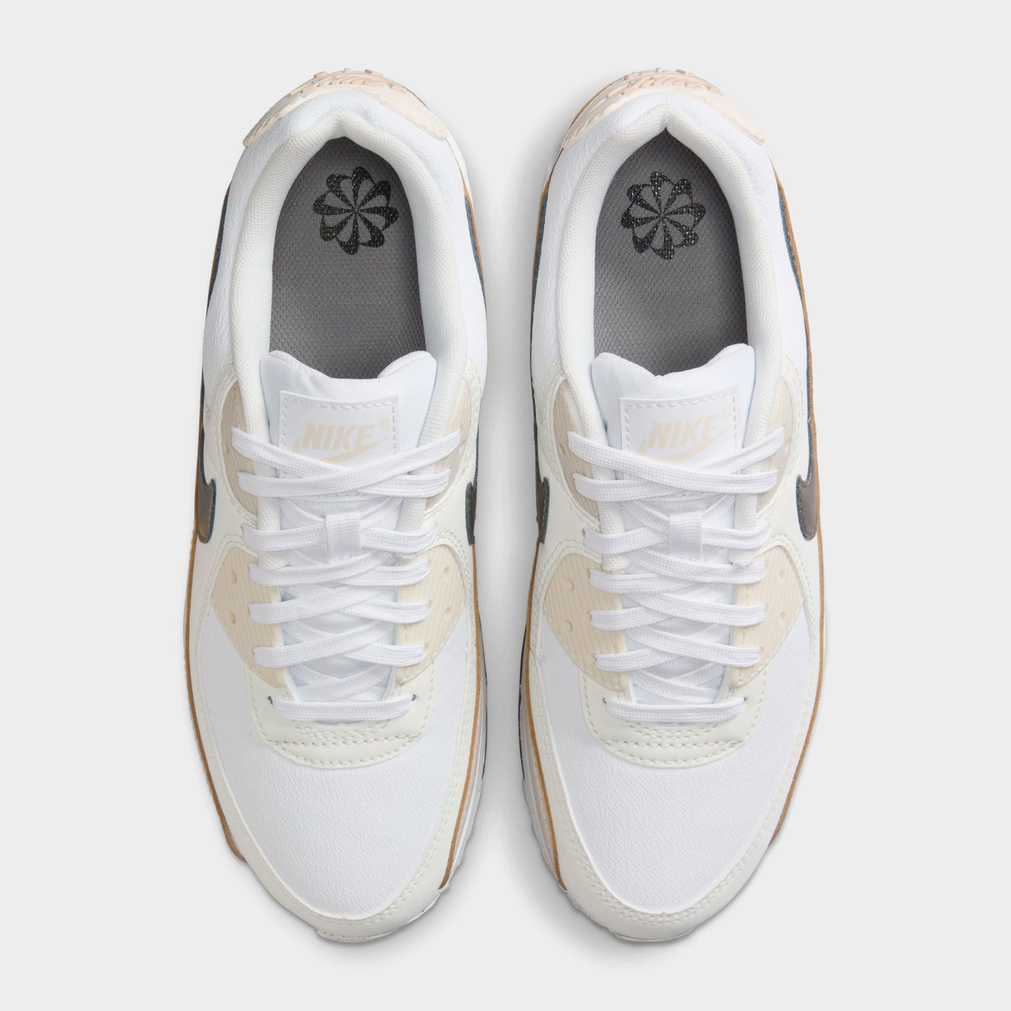 Nike Women's Air Max 90 White / Flat Pewter - Light Orewood Brown