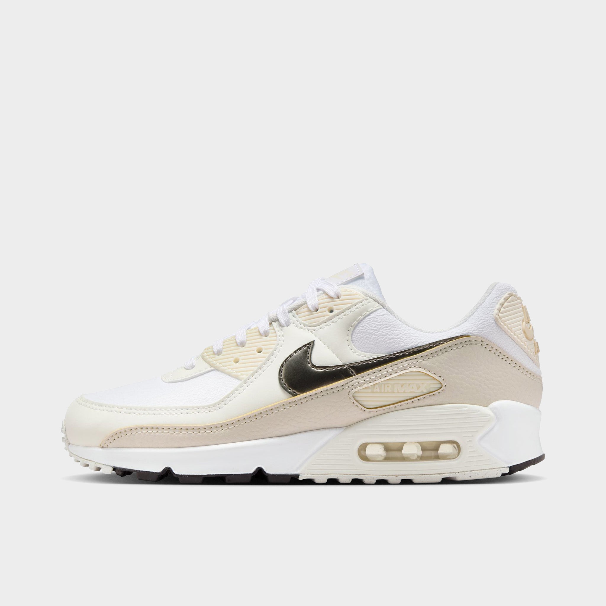 Nike Women's Air Max 90 White / Flat Pewter - Light Orewood Brown