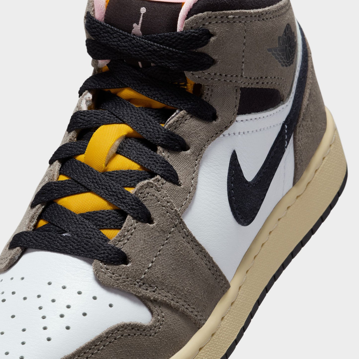 Jordan 1 Mid SE GS White / Oil Grey - Cave Stone