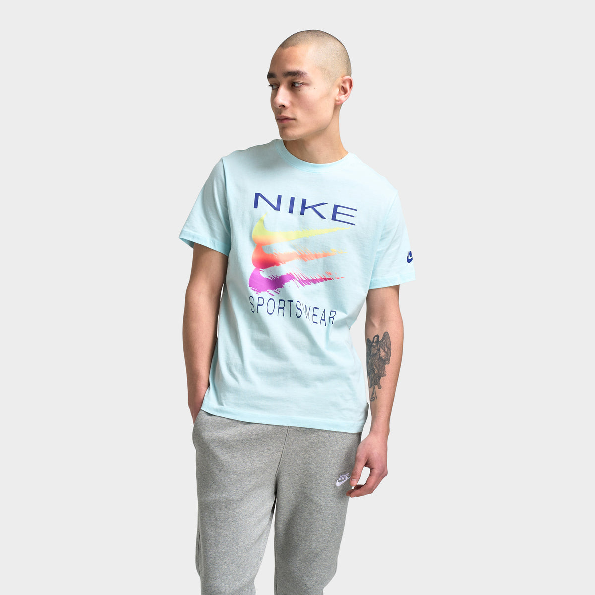 ★Nike★ Sportswear Athletics T-Shirt M White Glacier Blue I Nike Sportswear Swoosh T-Shirt / Glacier Blue | JD Sports