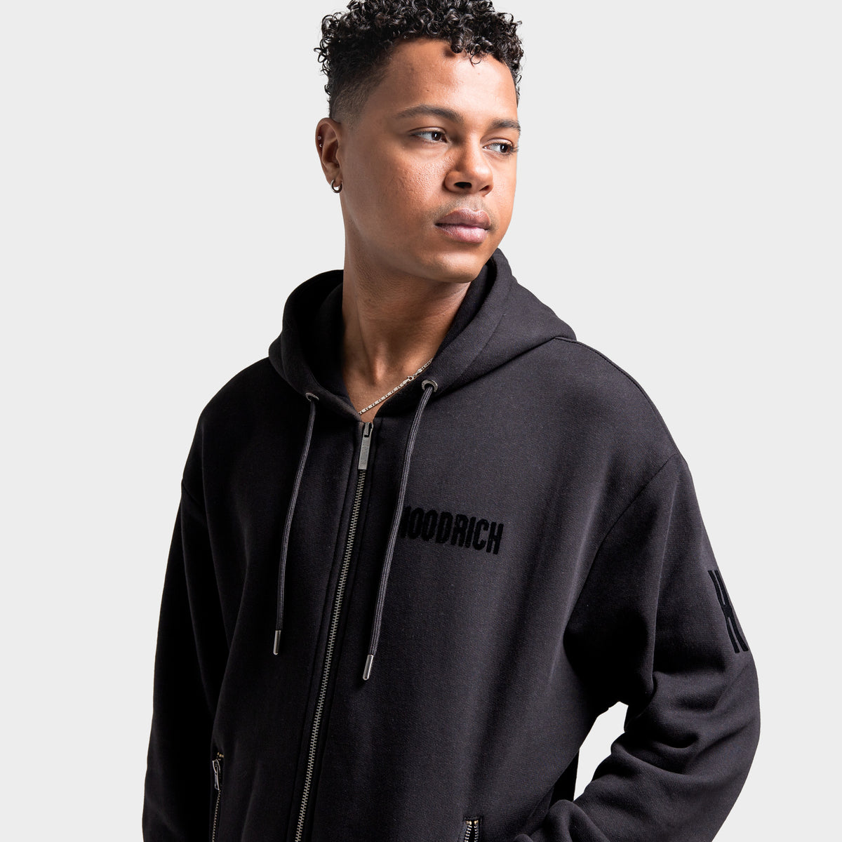 Black zip through hoodie discount