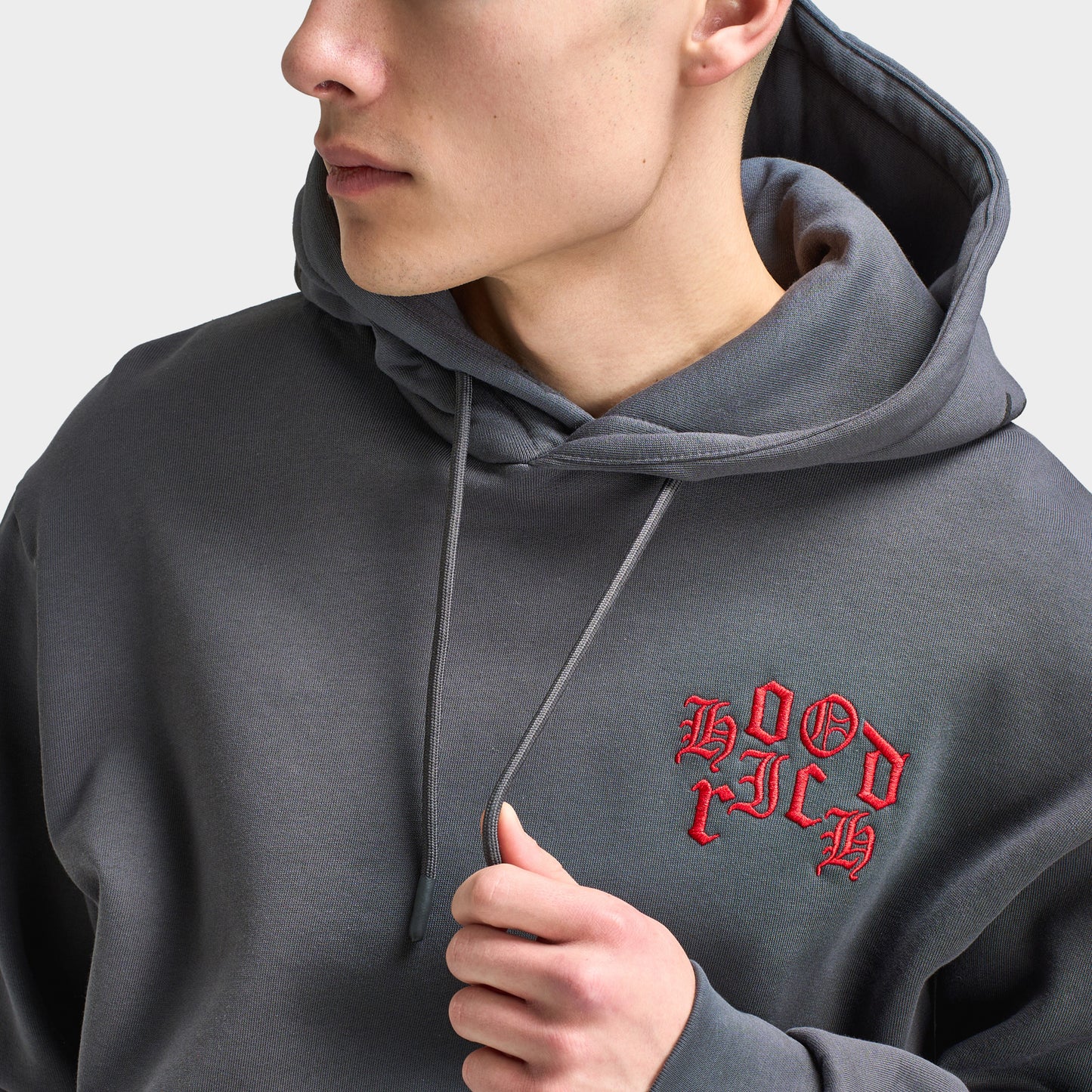 Hoodrich Crown Oversized Pullover Hoodie Asphalt / Lychee