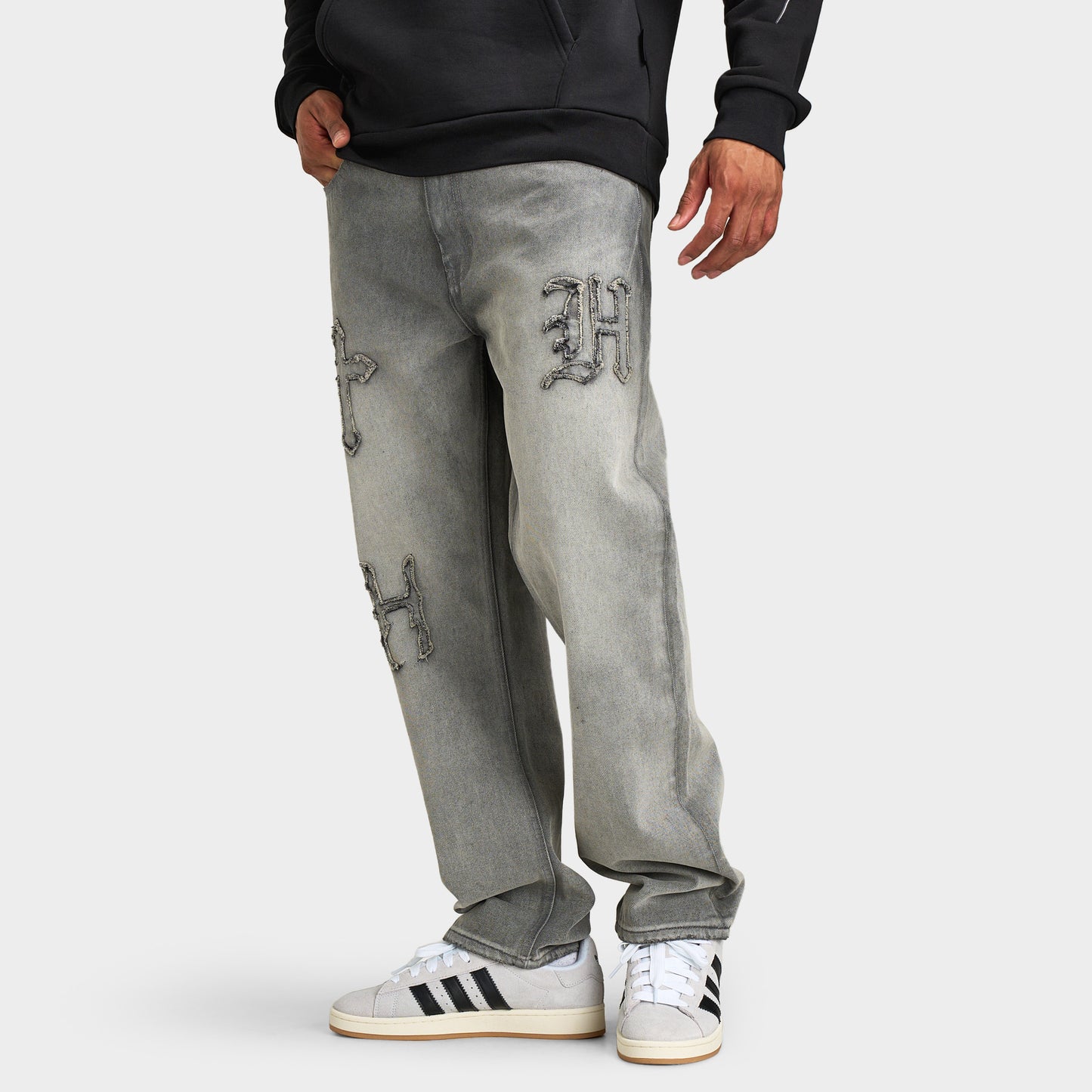 Hoodrich Dominion H Applique Jean en Denim / Gris Délavé