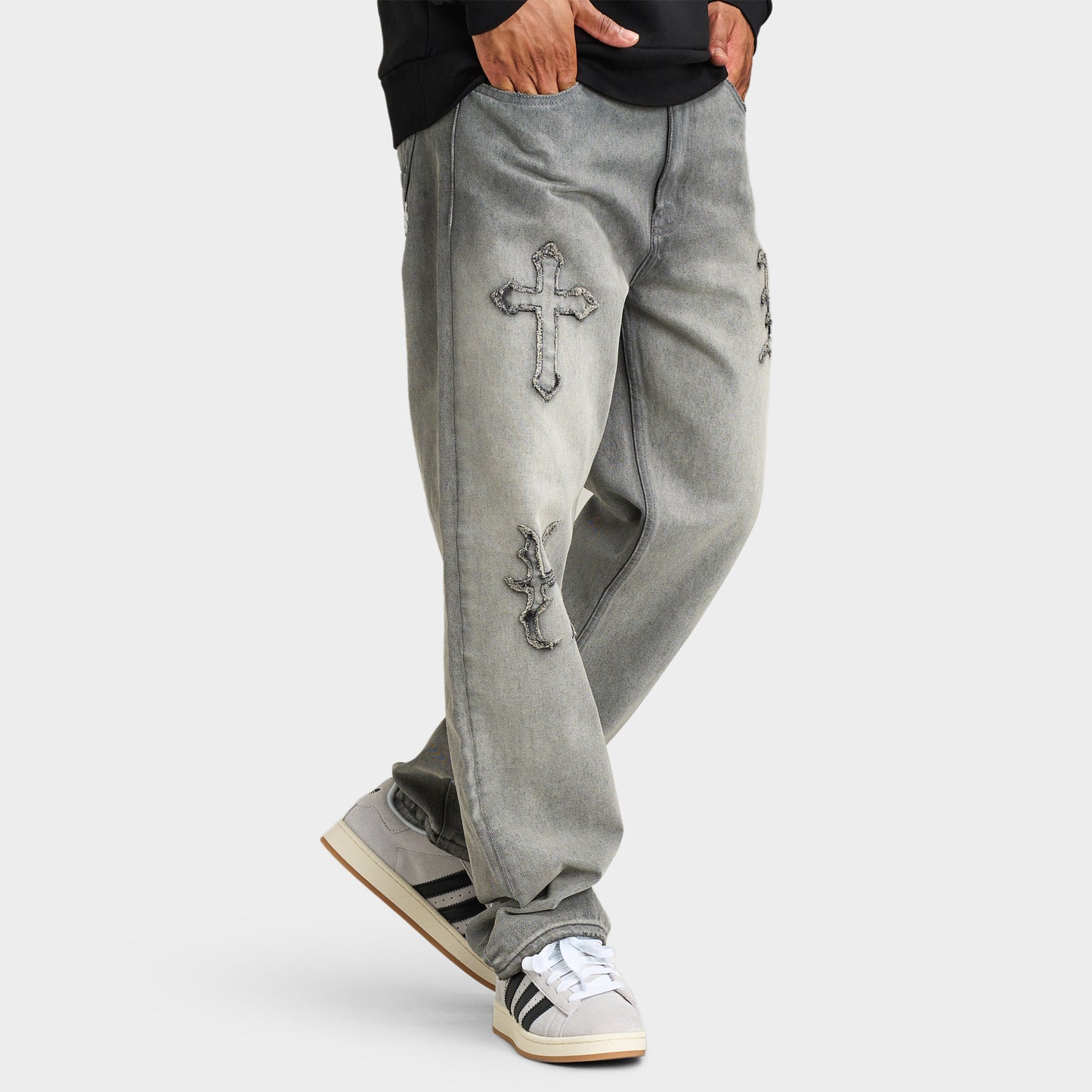 Hoodrich Dominion H Applique Jean en Denim / Gris Délavé