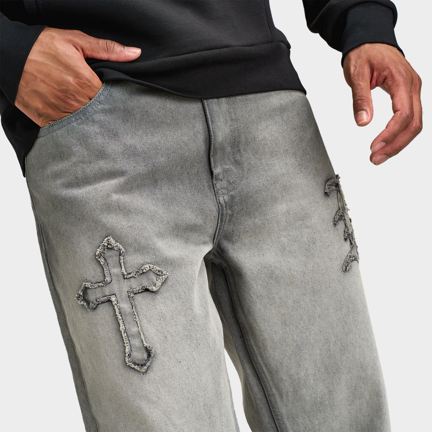 Hoodrich Dominion H Applique Jean en Denim / Gris Délavé